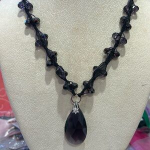 Elegant Jet Black Crystal Formal Necklace-Adjustable-Boutique